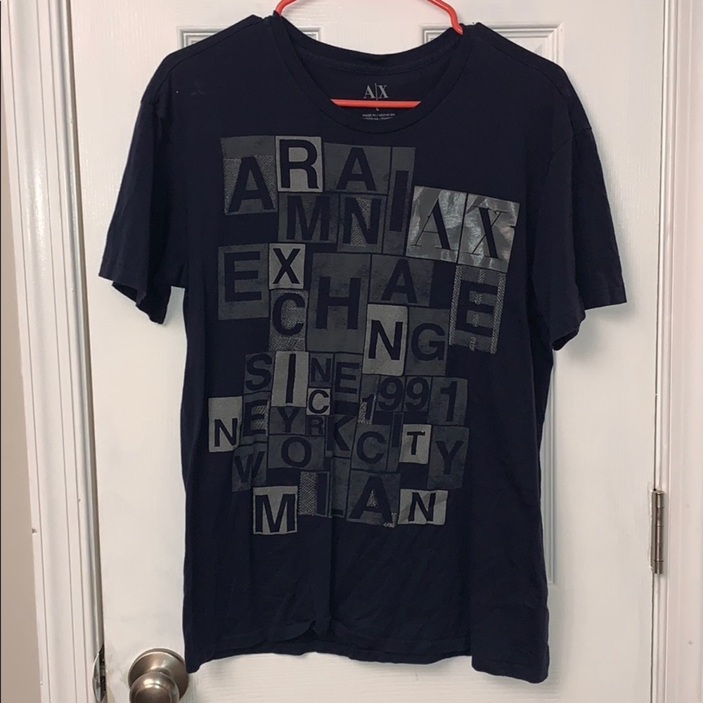 Navy blue and gray armani exchange t shirt